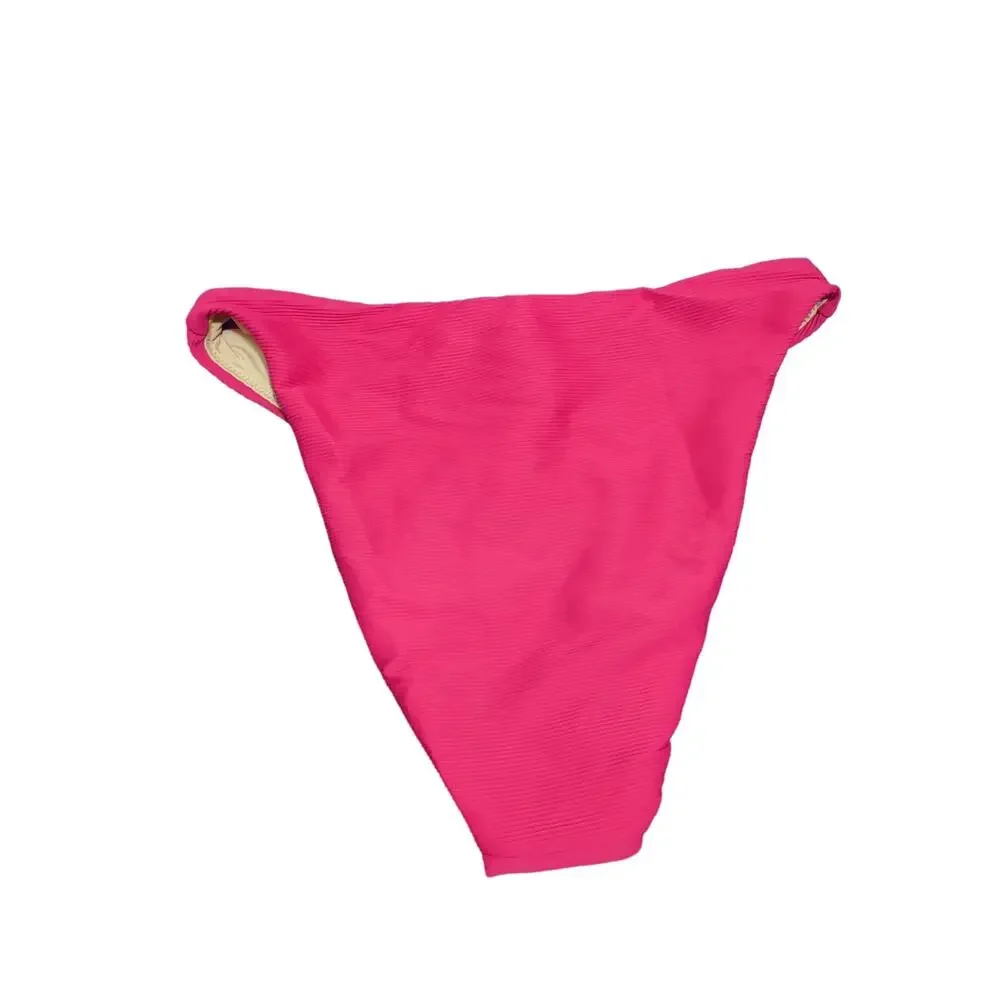 J. Crew Pink Ribbed High Rise bikini bottom Size Small‎ Beach Pool Barbiecore